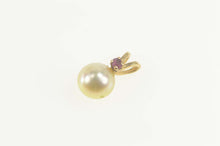 Load image into Gallery viewer, 14K Pearl Ruby Accent Retro Classic Simple Pendant Yellow Gold