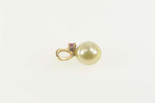 Load image into Gallery viewer, 14K Pearl Ruby Accent Retro Classic Simple Pendant Yellow Gold