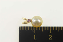 Load image into Gallery viewer, 14K Pearl Ruby Accent Retro Classic Simple Pendant Yellow Gold