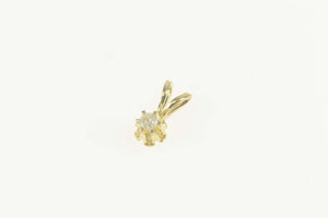 10K Diamond Solitaire Buttercup Simple Retro Pendant Yellow Gold