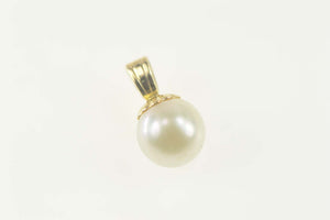 14K Retro Simple Pearl Classic Pendant Yellow Gold