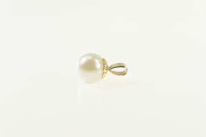 14K Retro Simple Pearl Classic Pendant Yellow Gold