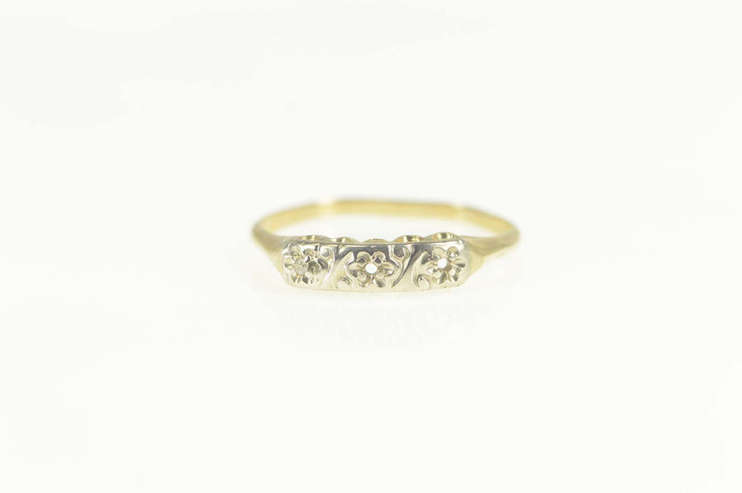 10K Retro Classic Diamond Wedding Band Ring Size 8 Yellow Gold