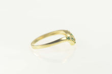 Load image into Gallery viewer, 14K Emerald Diamond Chevron Wedding Band Ring Size 6.25 Yellow Gold
