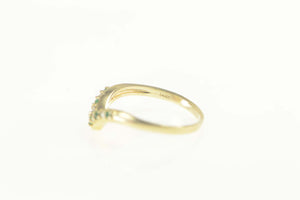 14K Emerald Diamond Chevron Wedding Band Ring Size 6.25 Yellow Gold