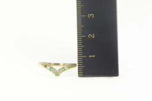 Load image into Gallery viewer, 14K Emerald Diamond Chevron Wedding Band Ring Size 6.25 Yellow Gold
