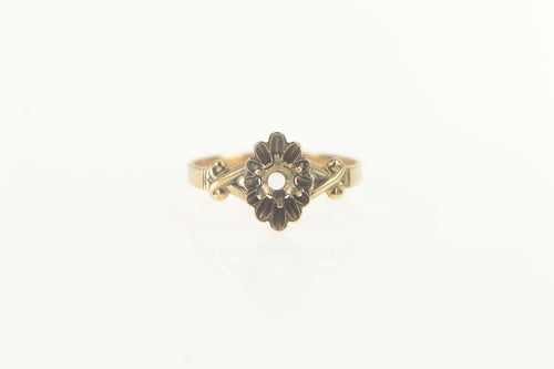 14K Victorian Ornate 4.2mm Engagement Setting Ring Size 7 Yellow Gold