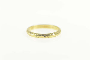 14K Art Deco Etched Ornate 2.6mm Wedding Band Ring Size 6.5 Yellow Gold