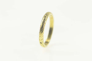 14K Art Deco Etched Ornate 2.6mm Wedding Band Ring Size 6.5 Yellow Gold