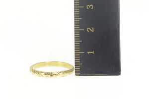 14K Art Deco Etched Ornate 2.6mm Wedding Band Ring Size 6.5 Yellow Gold