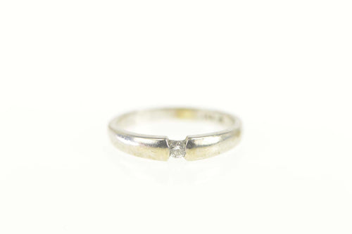 14K Diamond Inset Band Simple Promise Ring Size 5 White Gold