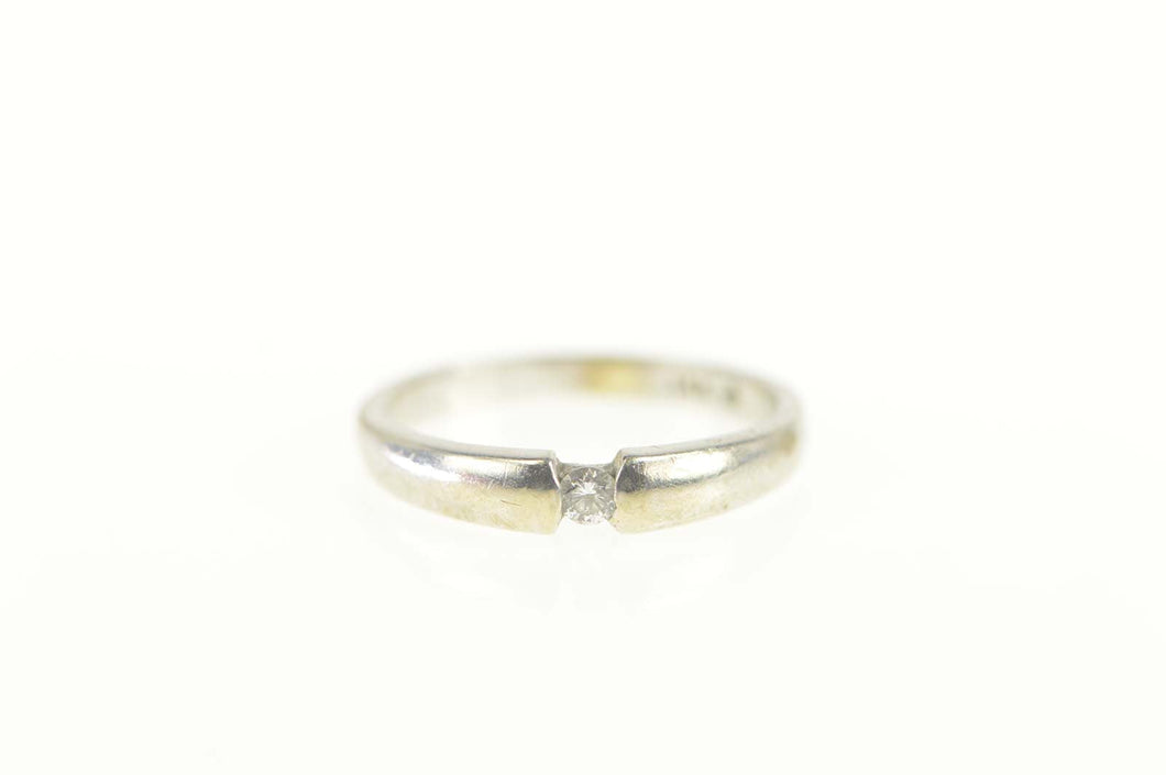 14K Diamond Inset Band Simple Promise Ring Size 5 White Gold