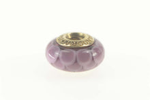 Load image into Gallery viewer, 14K Pandora Purple Murano Glass Lotus Retired Charm/Pendant Yellow Gold