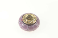 Load image into Gallery viewer, 14K Pandora Purple Murano Glass Lotus Retired Charm/Pendant Yellow Gold