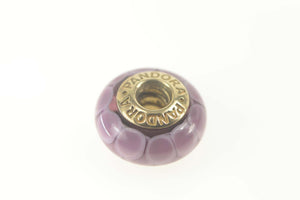 14K Pandora Purple Murano Glass Lotus Retired Charm/Pendant Yellow Gold