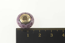 Load image into Gallery viewer, 14K Pandora Purple Murano Glass Lotus Retired Charm/Pendant Yellow Gold