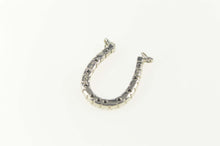Load image into Gallery viewer, 14K Diamond Inset Horse Shoe Good Luck Pendant White Gold