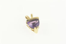 Load image into Gallery viewer, 14K Trillion Amethyst Solitaire Triangle Simple Pendant Yellow Gold