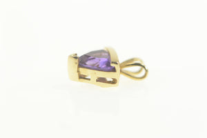 14K Trillion Amethyst Solitaire Triangle Simple Pendant Yellow Gold