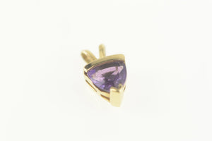 14K Trillion Amethyst Solitaire Triangle Simple Pendant Yellow Gold