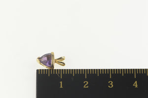 14K Trillion Amethyst Solitaire Triangle Simple Pendant Yellow Gold