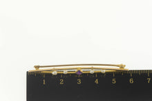 Load image into Gallery viewer, 10K Princess Amethyst Seed Pearl Bar Pin/Brooch Yellow Gold