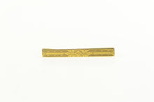 Load image into Gallery viewer, 10K Art Deco Ornate Leaf Flower Pinstripe Bar Pin/Brooch Yellow Gold