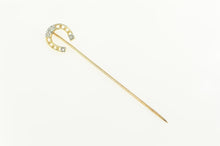 Load image into Gallery viewer, 14K Diamond Horse Shoe Lucky Good Luck Stick Pin Yellow Gold