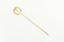 Load image into Gallery viewer, 14K Diamond Horse Shoe Lucky Good Luck Stick Pin Yellow Gold