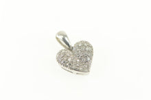 Load image into Gallery viewer, 18K Pave Diamond Encrusted Heart Love Symbol Pendant White Gold