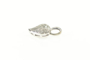 18K Pave Diamond Encrusted Heart Love Symbol Pendant White Gold