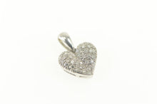 Load image into Gallery viewer, 18K Pave Diamond Encrusted Heart Love Symbol Pendant White Gold