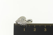 Load image into Gallery viewer, 18K Pave Diamond Encrusted Heart Love Symbol Pendant White Gold