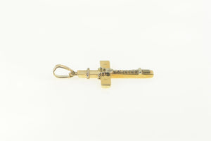 14K Catholic Crucifix Rosary Accent Cross Symbol Pendant Yellow Gold