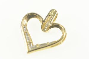 10K 0.20 Ctw Diamond Baguette Heart Symbol Pendant Yellow Gold
