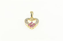 Load image into Gallery viewer, 14K Ruby Diamond Heart Flower Accent Love Pendant Yellow Gold