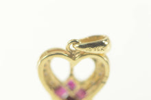 Load image into Gallery viewer, 14K Ruby Diamond Heart Flower Accent Love Pendant Yellow Gold