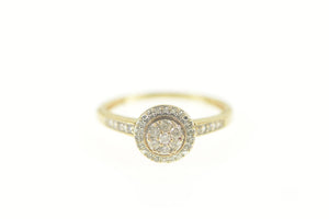 10K Round Diamond Halo Cluster Engagement Ring Size 5.5 Yellow Gold