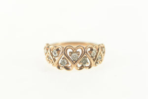 10K Retro Diamond Heart Pattern Wedding Band Ring Size 5.5 Rose Gold