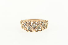 Load image into Gallery viewer, 10K Retro Diamond Heart Pattern Wedding Band Ring Size 5.5 Rose Gold