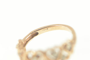 10K Retro Diamond Heart Pattern Wedding Band Ring Size 5.5 Rose Gold