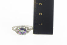 Load image into Gallery viewer, 14K Oval Mystic Topaz Diamond Halo Engagement Ring Size 9 White Gold