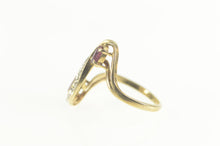 Load image into Gallery viewer, 10K Marquise Ruby Diamond Wavy Statement Ring Size 5.75 Yellow Gold