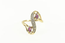Load image into Gallery viewer, 10K Marquise Ruby Diamond Wavy Statement Ring Size 5.75 Yellow Gold