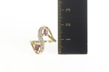 Load image into Gallery viewer, 10K Marquise Ruby Diamond Wavy Statement Ring Size 5.75 Yellow Gold