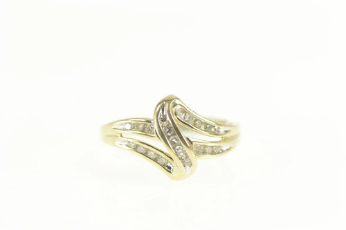 10K 0.25 Ctw Diamond Wavy Classic Statement Ring Size 7.25 Yellow Gold