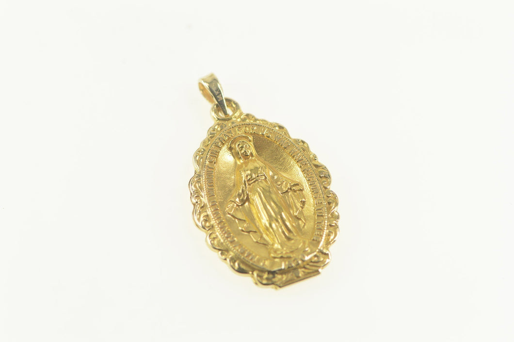 14K Ornate Virgin Mother Mary Christian Faith Charm/Pendant Yellow Gold