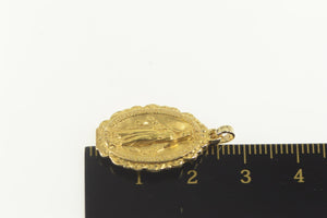 14K Ornate Virgin Mother Mary Christian Faith Charm/Pendant Yellow Gold