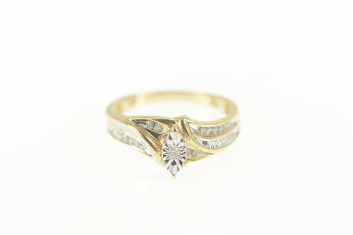 10K Diamond Inset Marquise Classic Promise Ring Size 7 Yellow Gold