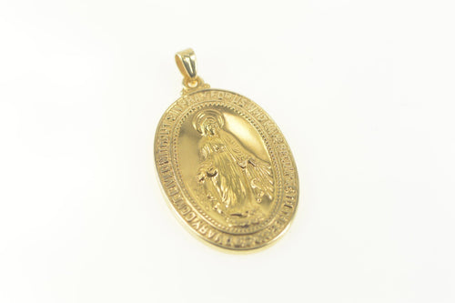 14K Virgin Mother Mary Pray for Us Christian Charm/Pendant Yellow Gold